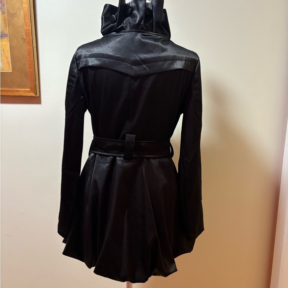 Rossi Roma black jacket coat ruffled collar bubble hem sz M - Picture 2 of 8